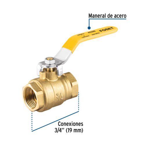 45298 - Válvula de esfera para gas, roscable, 3/4", alta presión