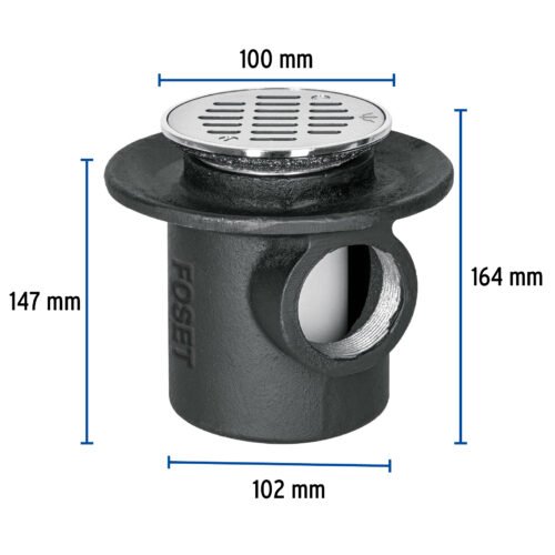 45301 - Coladera de hierro de una boca para piso, rejilla inox