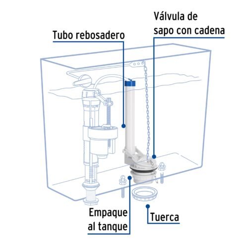 453061 45306 - Válvula de descarga 2" para WC de 2 pzas, cadena inox, Foset