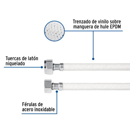 45310 - Manguera p/WC, vinilo blanco, 1/2" x 7/8", 35 cm