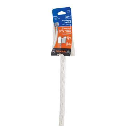 453134 45313 - Manguera lavabo/fregadero, vinilo blanco, 1/2" x 1/2", 55 cm