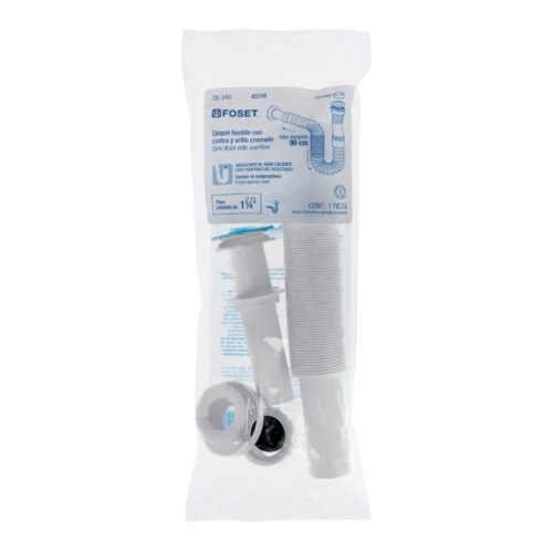 45318 - Céspol flexible para lavabo, 90 cm, arillo metálico, Foset