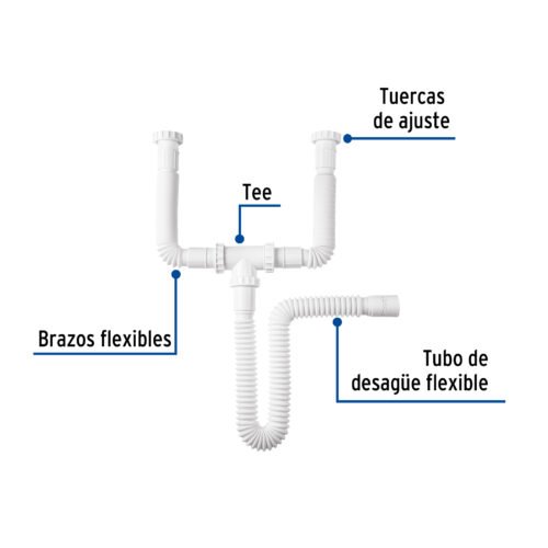 453191 45319 - Céspol flexible doble para fregadero, polipropileno, 1-1/2"