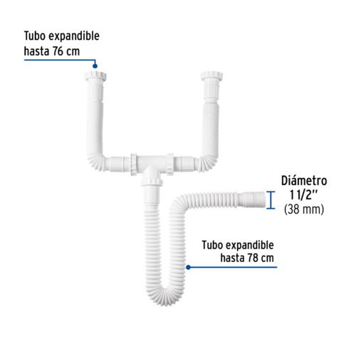 453192 45319 - Céspol flexible doble para fregadero, polipropileno, 1-1/2"