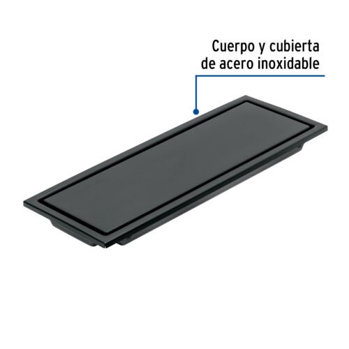 45324 - Resumidero rectangular 30x11cm reversible, negro, FOSET AQUA