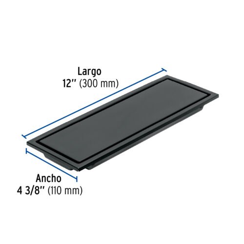 45324 - Resumidero rectangular 30x11cm reversible, negro, FOSET AQUA
