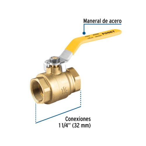 45325 - Válvula de esfera para gas, roscable, 1-1/4", alta presión