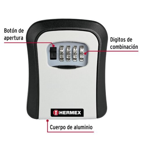 45328 - Caja de combinación guardallaves para pared, 12cm, HERMEX