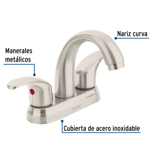 453561 45356 - Mezcladora lavabo 4" satín, nariz curva, palanca, AQUA