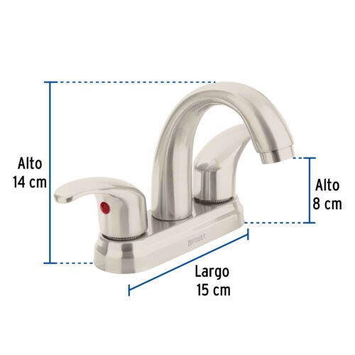 453562 45356 - Mezcladora lavabo 4" satín, nariz curva, palanca, AQUA