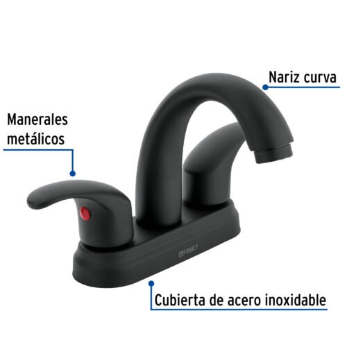 453571 45357 - Mezcladora lavabo 4" negro, nariz curva, palanca, AQUA