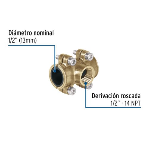 45369 - Abrazadera con derivación 1/2x1/2x1/2", FOSET