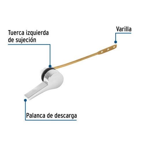 45392 - Palanca frontal metálica cromada minimalista para WC, FOSET
