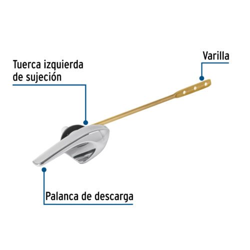 45398 45398 - Palanca frontal metálica cromada robusta para WC, FOSET