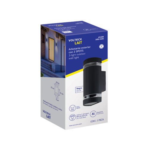 454082 45408 - Arbotante exterior con 2 spots, lámparas no incluidas, negro
