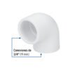 45412 - Codo 90° de PVC de 3/4", Foset