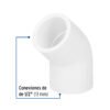 45414 - Codo 45° de PVC de 1/2", Foset