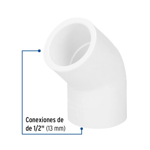 45414 - Codo 45° de PVC de 1/2", Foset