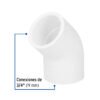 45415 - Codo 45° de PVC de 3/4", Foset