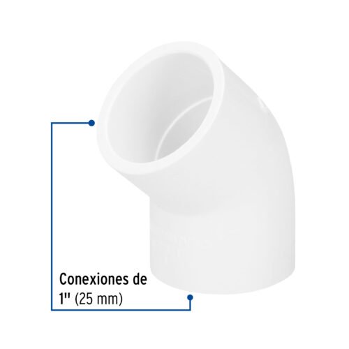 45416 - Codo 45° de PVC de 1", Foset