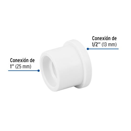 45427 - Reducción bushing de PVC 1 x 1/2", Foset