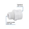 45429 - Adaptador macho de PVC de 1/2", Foset