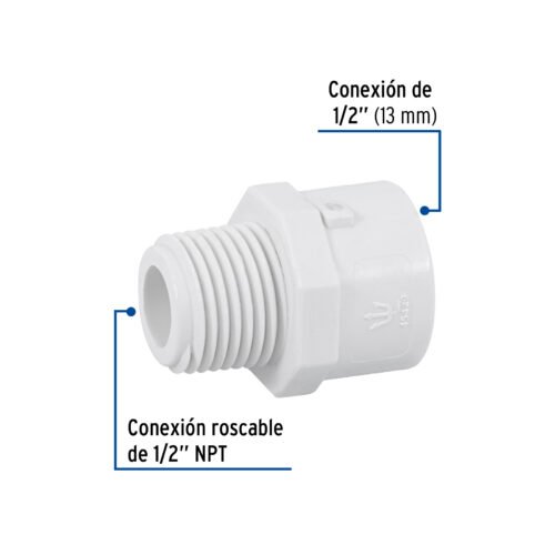 45429 - Adaptador macho de PVC de 1/2", Foset