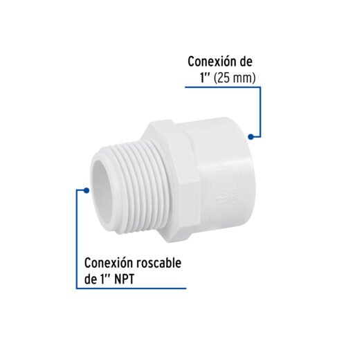 45431 - Adaptador macho de PVC de 1", Foset