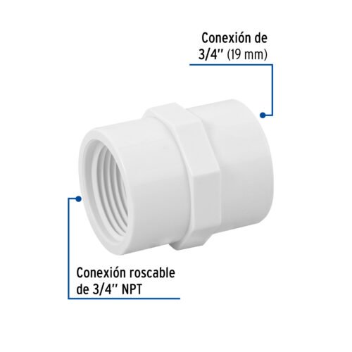 45433 - Adaptador hembra de PVC 3/4", Foset