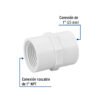 45434 - Adaptador hembra de PVC 1", Foset