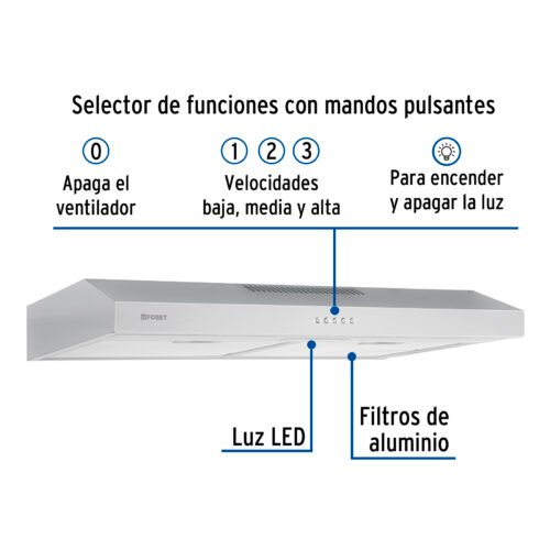 45438 - Campana extractora 75cm, empotrable, acero inoxidable, Foset