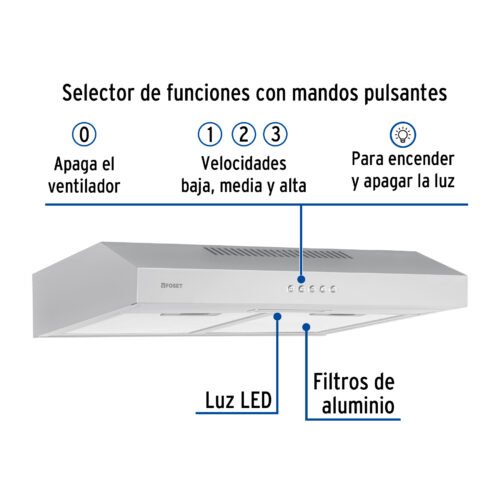 45439 - Campana extractora 50cm, empotrable, acero inoxidable, Foset