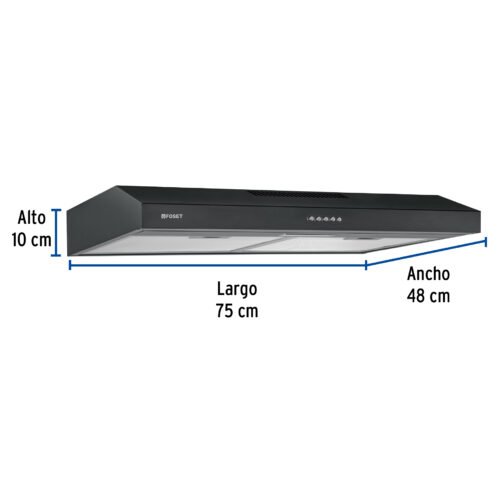 45440 - Campana extractora 75 cm, empotrable, negra, Foset
