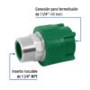 45450 - Adaptador PPR 1-1/4" macho con inserto metálico, Foset