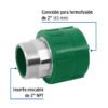 45452 - Adaptador PPR 2" macho con inserto metálico, Foset