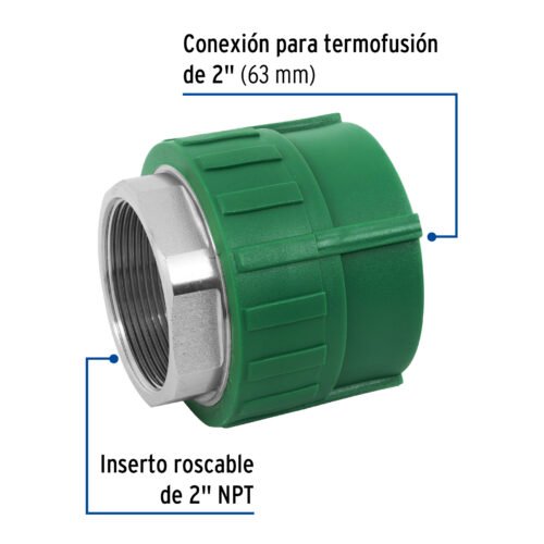 45455 - Adaptador PPR 2" hembra con inserto metálico, Foset