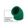 45463 - Codo 45° de PPR, 1-1/2" (50mm), FOSET