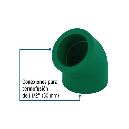 45463 - Codo 45° de PPR, 1-1/2" (50mm), FOSET