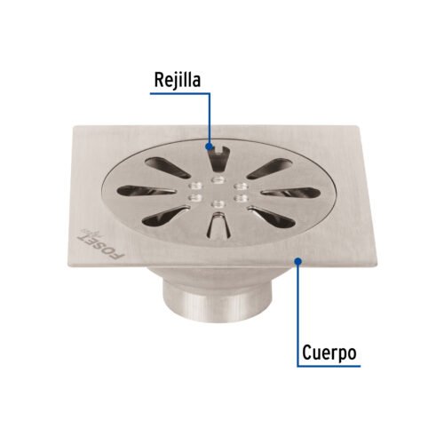 454711 45471 - Resumidero cuadrado 4"x 4", acero inoxidable, gota, Aqua