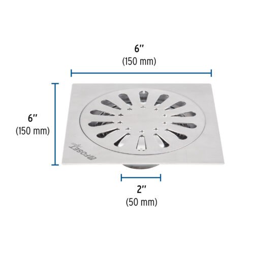 454722 45472 - Resumidero cuadrado 6"x 6", acero inoxidable, gota, Aqua