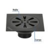 45473 - Resumidero cuadrado 4"x 4", acero inoxidable, negro, gota