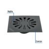 45474 - Resumidero cuadrado 6"x 6", acero inoxidable, negro, gota