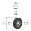 45481 - Rueda de hule sólido 6" para diablo, un balero, Pretul
