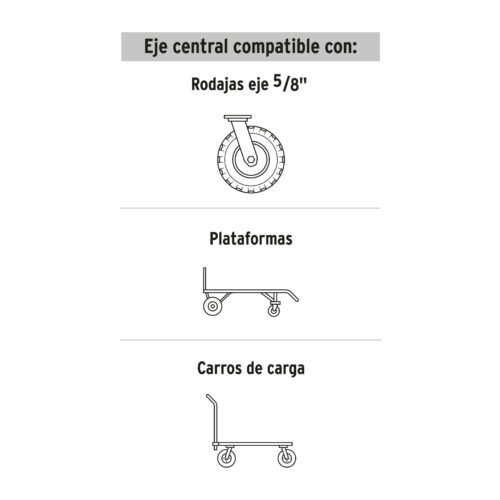45485 - Rueda de hule sólido 8" para diablo, doble balero, Pretul