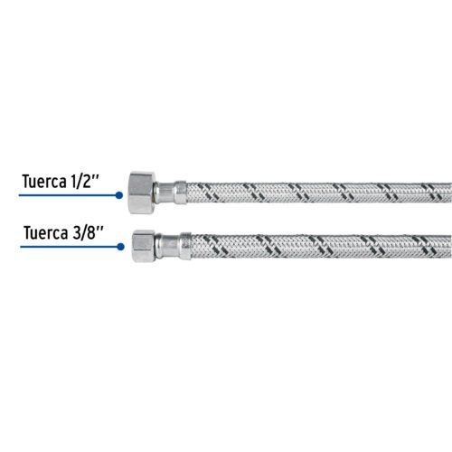 454892 45489 - Manguera lavabo/fregadero, acero inox, 1/2" x 3/8", 40 cm