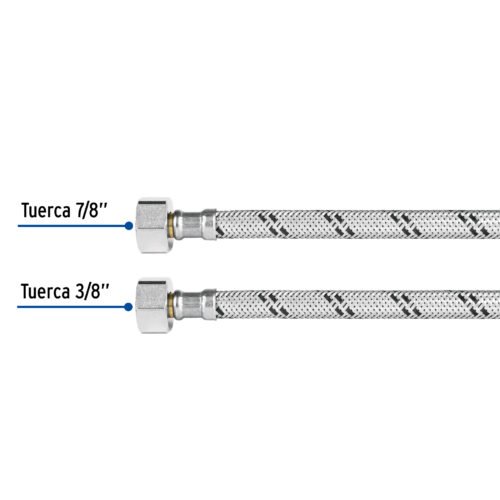 45502 - Manguera p/WC, acero inox, 3/8"x7/8", 40cm, latón/latón