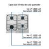 45508 - Parrilla gas empotrable 60cm, 4 quem, inox, esmalte, Foset