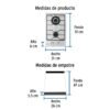 45509 - Parrilla gas empotrable 30cm, 2 quem, inox, esmalte, Foset