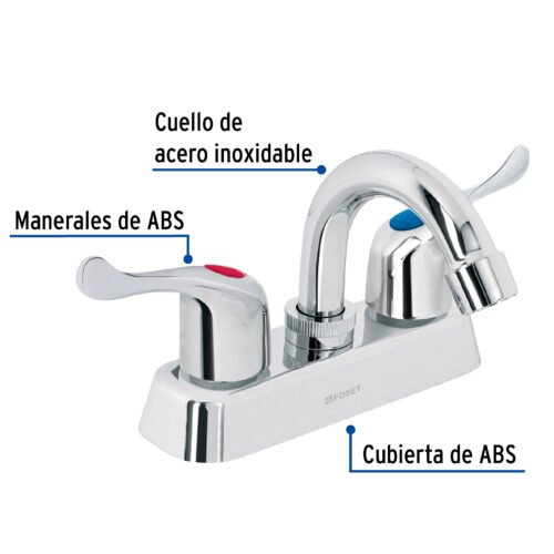 455121 45512 - Mezcladora 4" lavabo, ABS, cuello curvo, palanca, BASIC