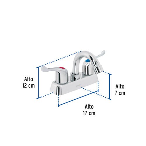 455123 45512 - Mezcladora 4" lavabo, ABS, cuello curvo, palanca, BASIC